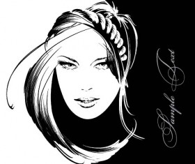 Fashion girl hand drawing vectors 01