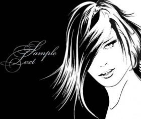 Fashion girl hand drawing vectors 03