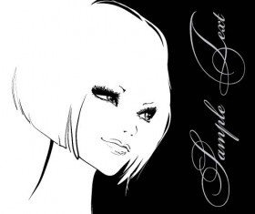 Fashion girl hand drawing vectors 04