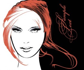 Fashion girl hand drawing vectors 05