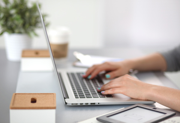 Female business people using laptop Stock Photo