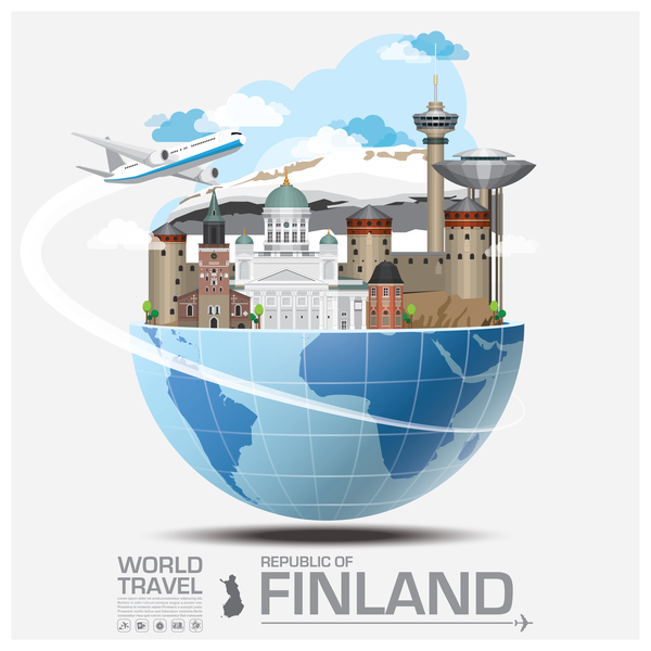 Finland travel vector template