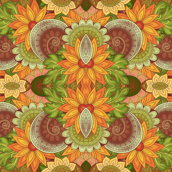 Floral retro pattern seamless vector 05