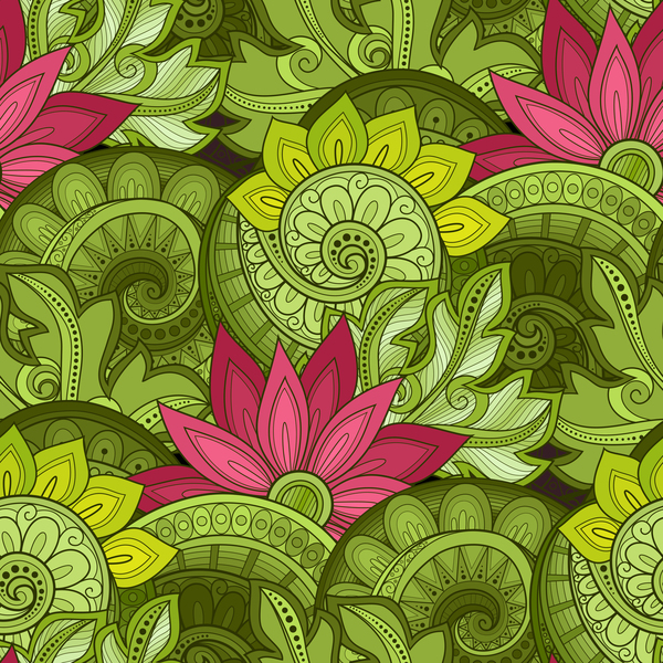 Floral retro pattern seamless vector 07