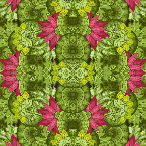 Floral retro pattern seamless vector 08