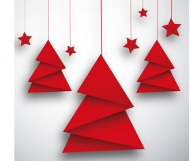 Folped paper red christmas tree vectors