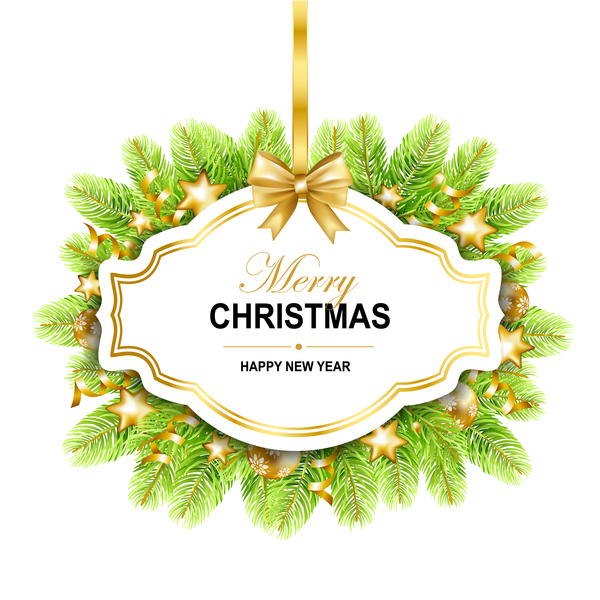 Fresh new year with christmas vector material 01