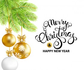 Fresh new year with christmas vector material 04