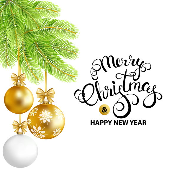 Fresh new year with christmas vector material 04