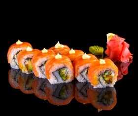 Fresh salmon sushi HD picture