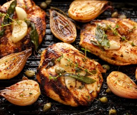 Fried Meat Steaks with onions HD picture