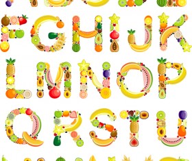 Fruits alphabets vectors set