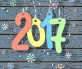 Funny 2017 New Year and Merry christmas vector cards