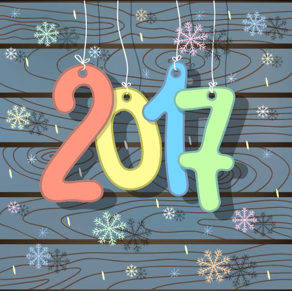 Funny 2017 New Year and Merry christmas vector cards