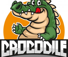 Funny crocodile label vector