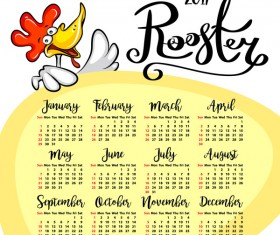 Funny rooster with 2017 calendar vector