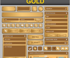 Gold web elements set vector