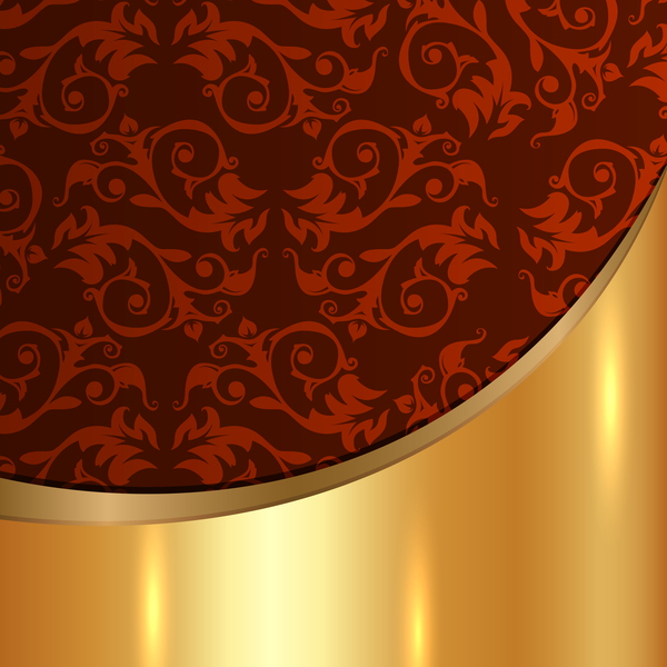 Golded metal background with decor patterns vectors material 01