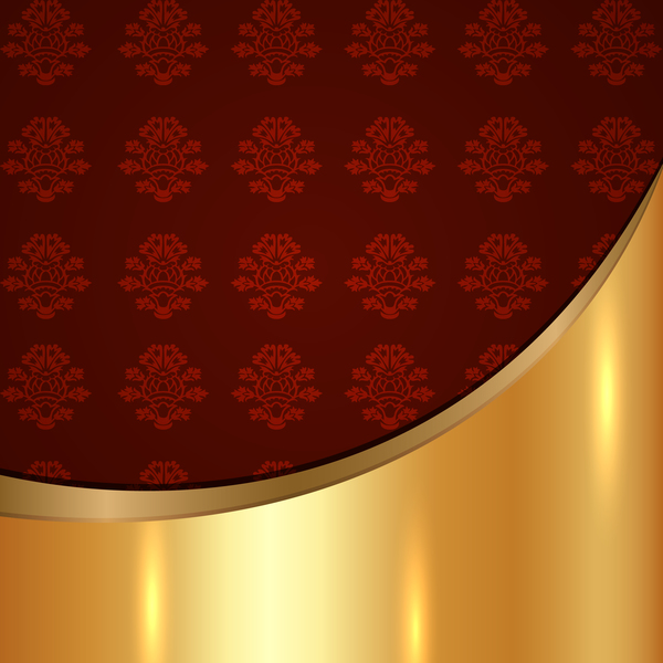 Golded metal background with decor patterns vectors material 02