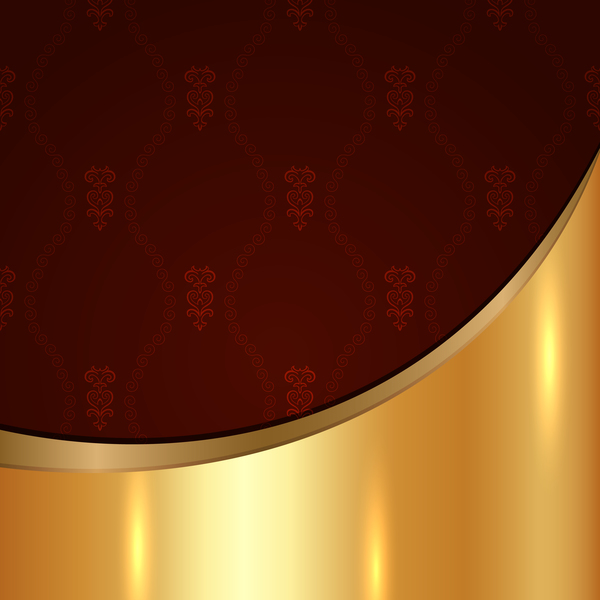 Golded metal background with decor patterns vectors material 04