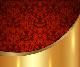Golded metal background with decor patterns vectors material 06