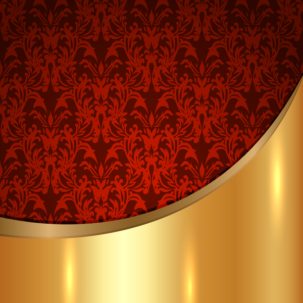 Golded metal background with decor patterns vectors material 06