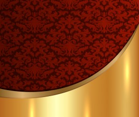 Golded metal background with decor patterns vectors material 07