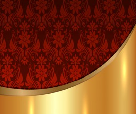 Golded metal background with decor patterns vectors material 08