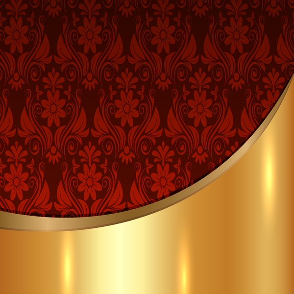 Golded metal background with decor patterns vectors material 08