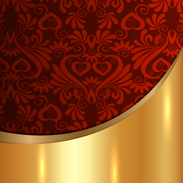 Golded metal background with decor patterns vectors material 09