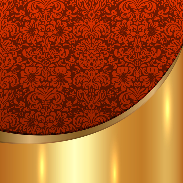 Golded metal background with decor patterns vectors material 11