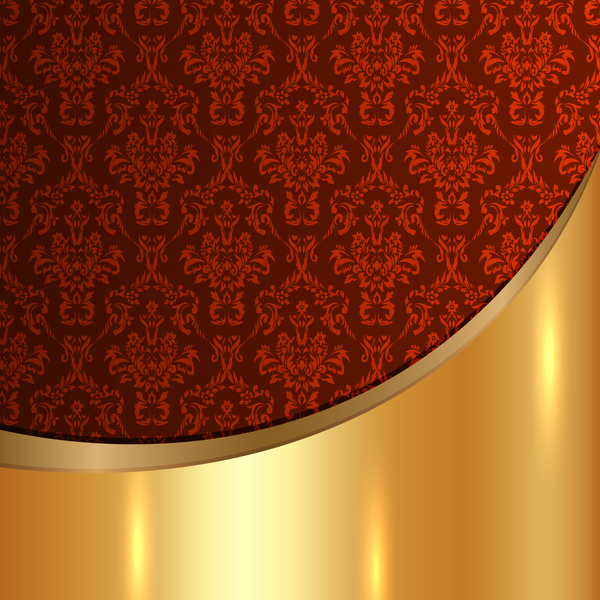 Golded metal background with decor patterns vectors material 12