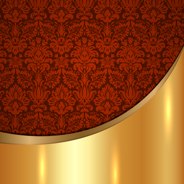 Golded metal background with decor patterns vectors material 14