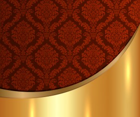 Golded metal background with decor patterns vectors material 15