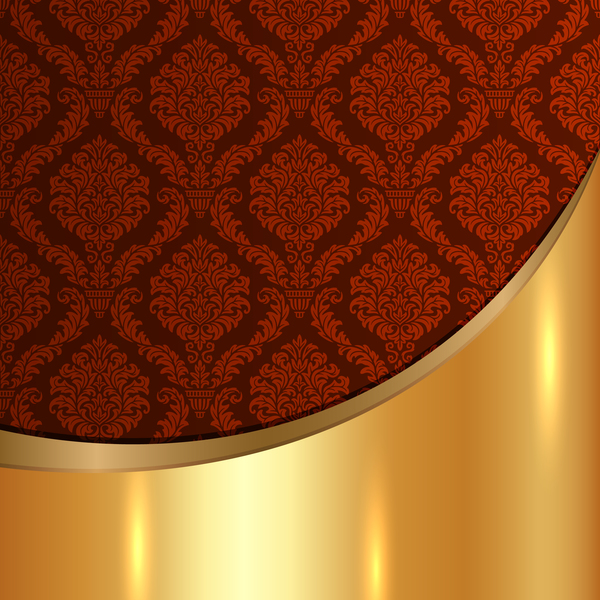 Golded metal background with decor patterns vectors material 15