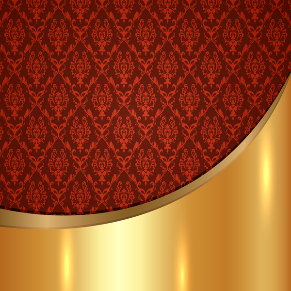 Golded metal background with decor patterns vectors material 17