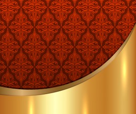 Golded metal background with decor patterns vectors material 20