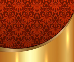 Golded metal background with decor patterns vectors material 23