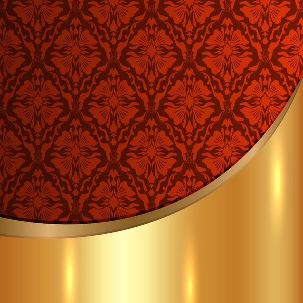 Golded metal background with decor patterns vectors material 24