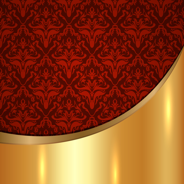 Golded metal background with decor patterns vectors material 25