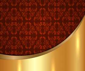 Golded metal background with decor patterns vectors material 27