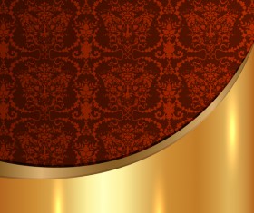 Golded metal background with decor patterns vectors material 28
