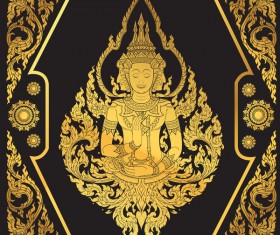 Golden buddha pattern vector
