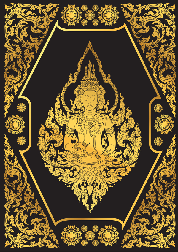 Golden buddha pattern vector