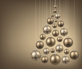 Golden christmas balls decor vectors