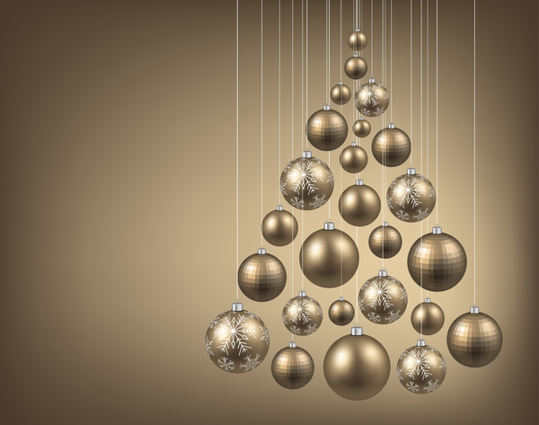 Golden christmas balls decor vectors