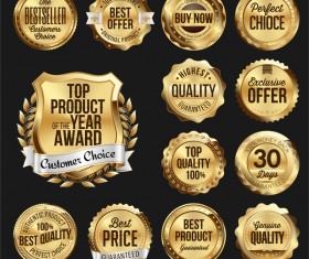 Golden luxury quality badge vectors 01