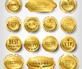 Golden luxury quality badge vectors 02