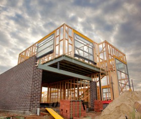 Gray sky with the construction of the villa Stock Photo