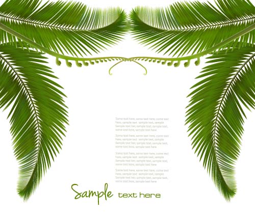 Green palm leaves backgrounds vector 05